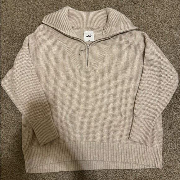 aerie Sweaters - Aerie CozyUp Waffle Quarter Zip Sweater